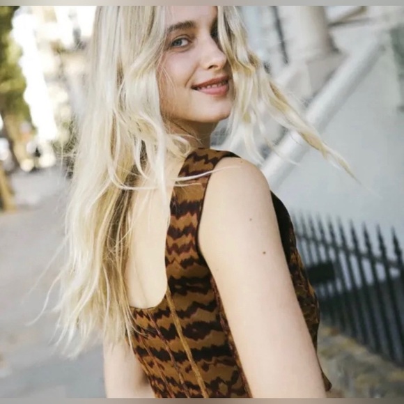 NWT Zara Womens Brown Tulle Corset Bustier Party Summer Top Small - Picture 4 of 13